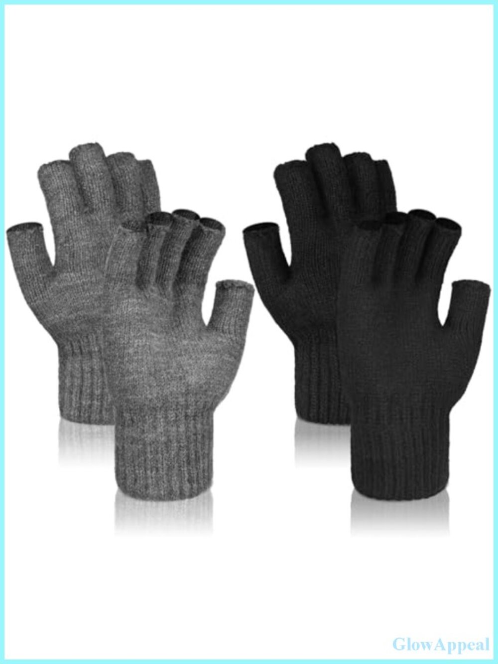 Alpaca Knit Fingerless Gloves for Men Women Half Finger Winter Gloves